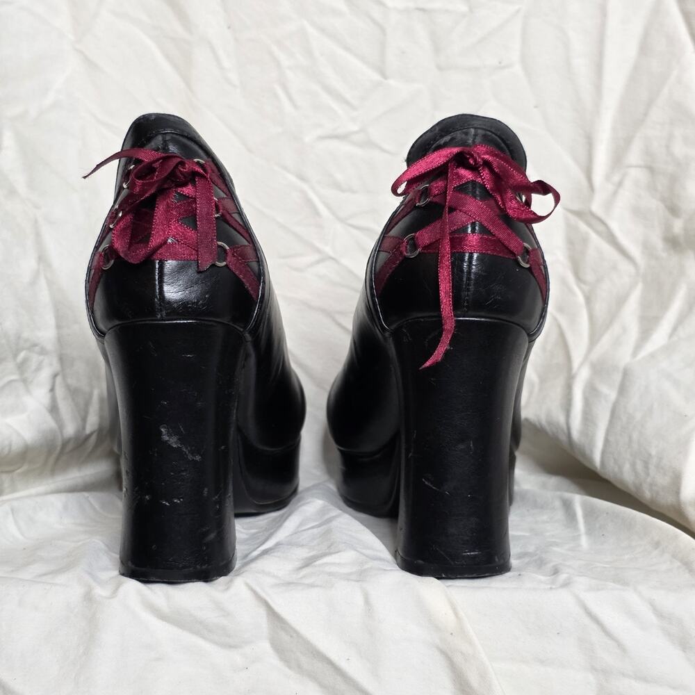 Vintage Hot Topic Chunky Platform Heels Corset Tie Mall Goth Y2K, sz 7-7.5 - Picture 3 of 10
